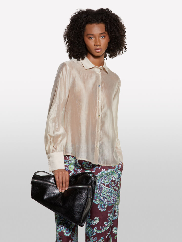 Beige semi sheer shirt - women's shirts - Beige | Sisley image number 3